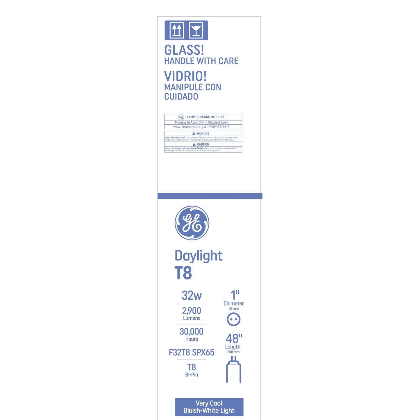 GE 32 -Watt EQ T8 Cool white Medium bi-pin base G13 Fluorescent Tube Light Bulb 30 -Pack