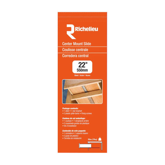 Richelieu 21.65-in Center Mount 35-lb Load Capacity Silver Drawer Slide (1-Piece)