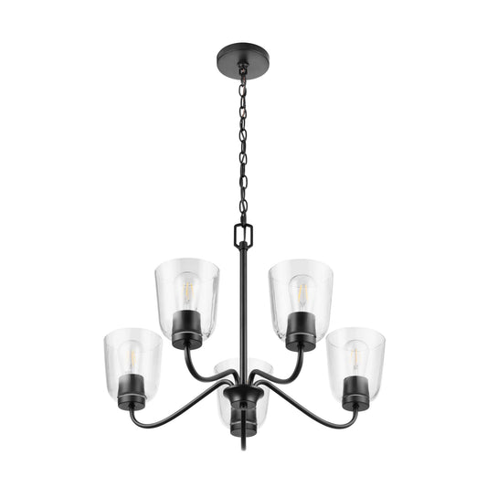 Project Source Traywick 5-Light Matte Black Transitional Led Chandelier