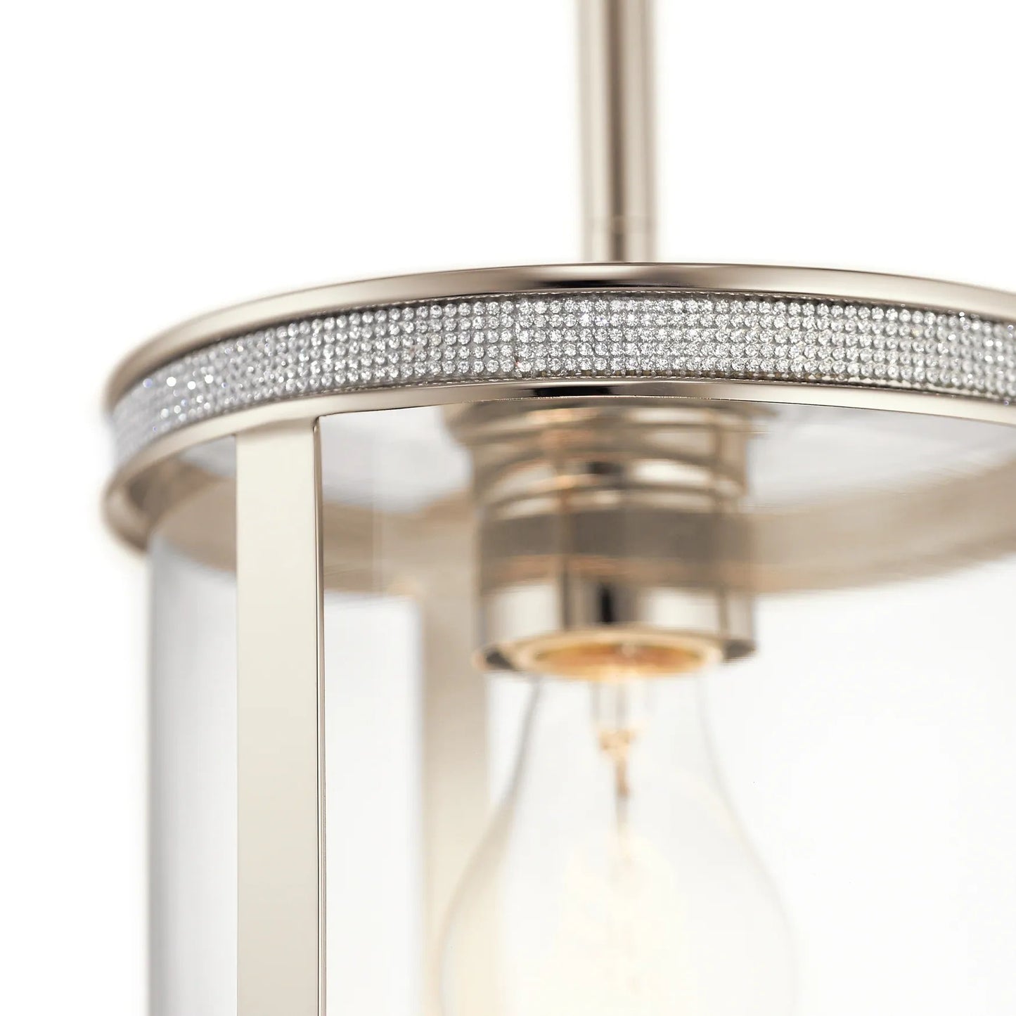 Kichler Angelica Polished Nickel Industrial Clear Glass Cylinder Mini Pendant Light