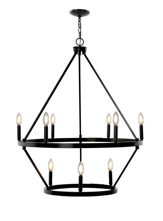 allen + roth Williamsburg 9-Light Black Transitional Chandelier