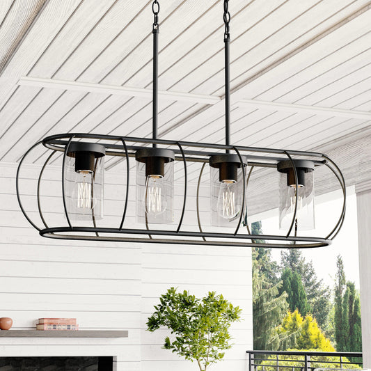 Quoizel Daxton 4-Light Matte Black Transitional Cage Chandelier