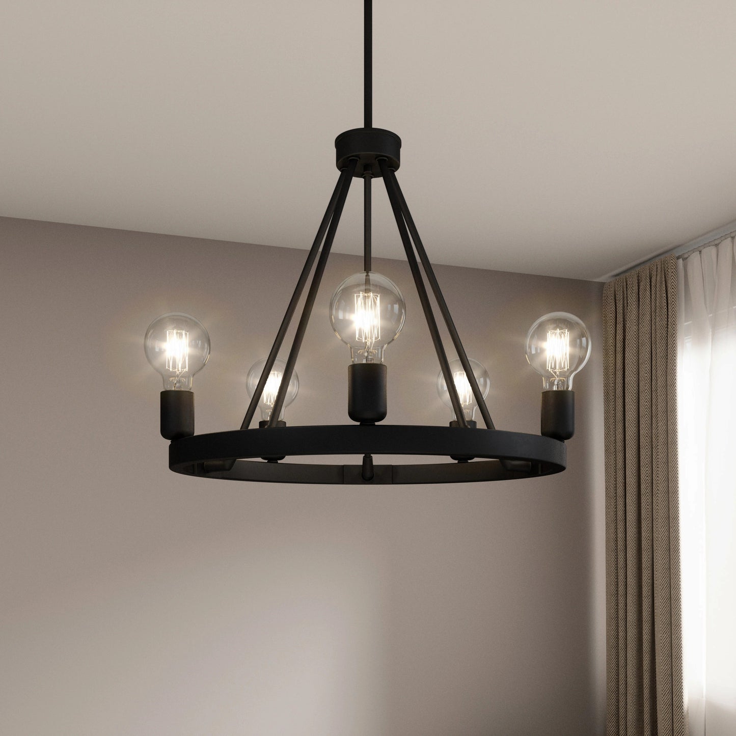 Quoizel Pendle Brooke 5-Light Matte Black Modern/Contemporary Bare Bulb Chandelier