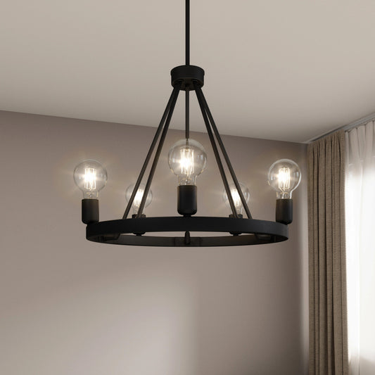 Quoizel Pendle Brooke 5-Light Matte Black Modern/Contemporary Bare Bulb Chandelier