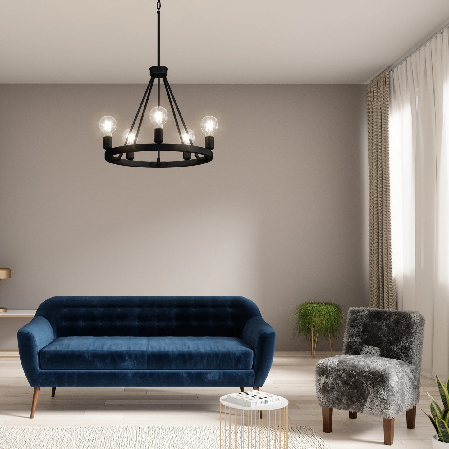 Quoizel Pendle Brooke 5-Light Matte Black Modern/Contemporary Bare Bulb Chandelier
