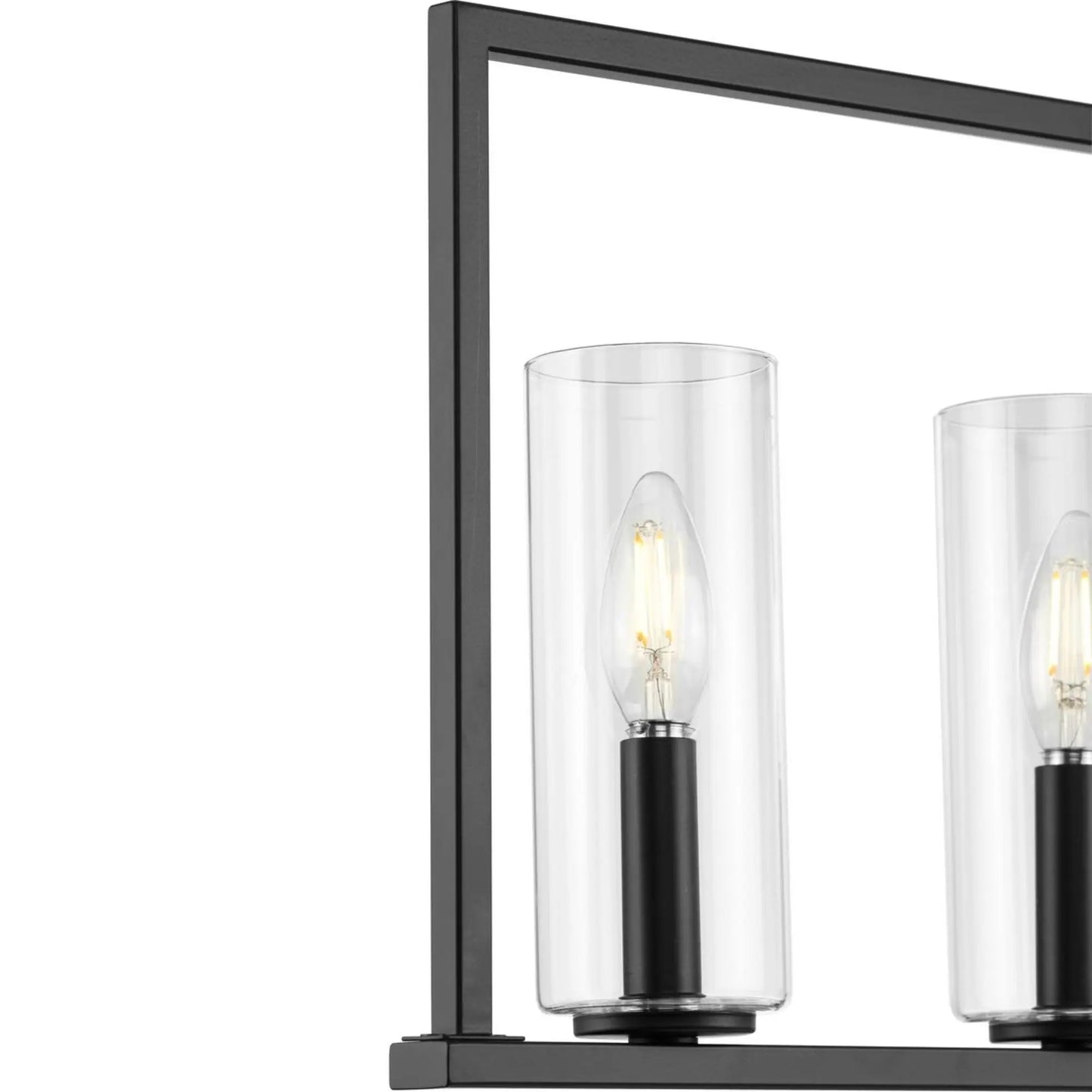 Progress Lighting Glennaire 6-Light Matte Black Modern/Contemporary Clear Glass Linear Large Hanging Kitchen Island Light