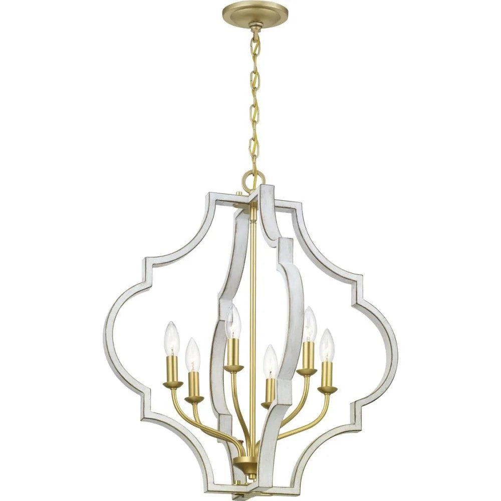 Progress Lighting Teigen 6-Light Antique White and Vintage Gold Hanging Pendant Light