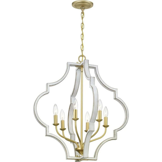 Progress Lighting Teigen 6-Light Antique White and Vintage Gold Hanging Pendant Light