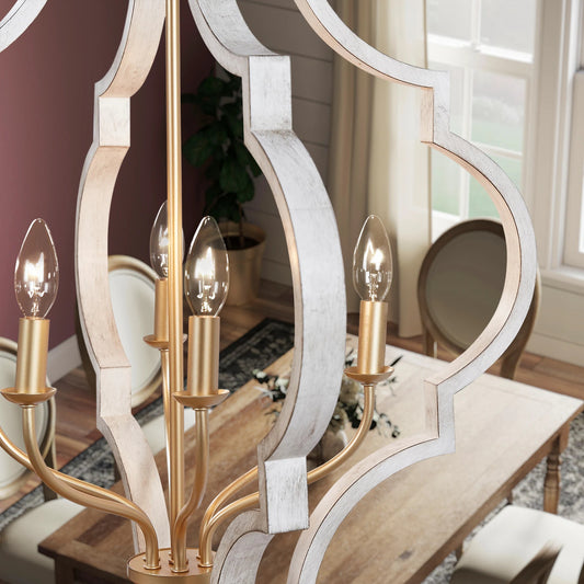 Progress Lighting Teigen 6-Light Antique White and Vintage Gold Hanging Pendant Light
