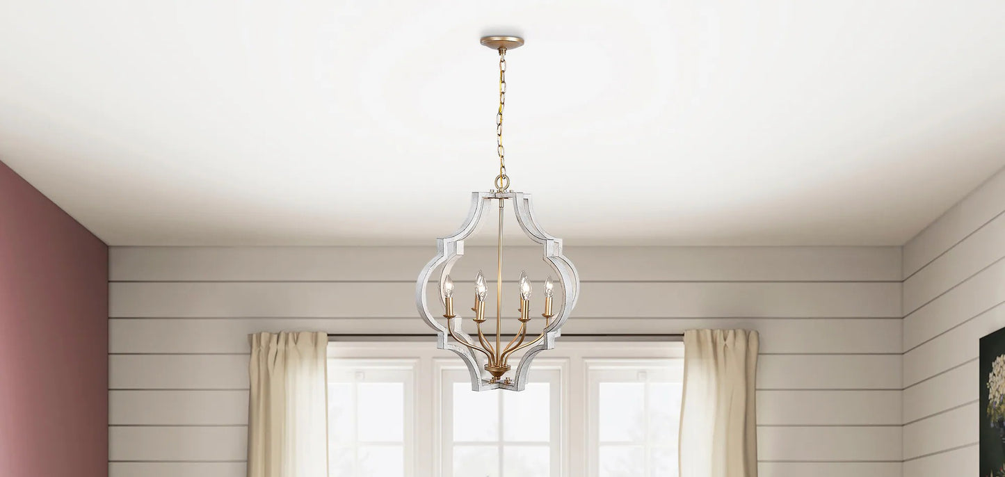 Progress Lighting Teigen 6-Light Antique White and Vintage Gold Hanging Pendant Light