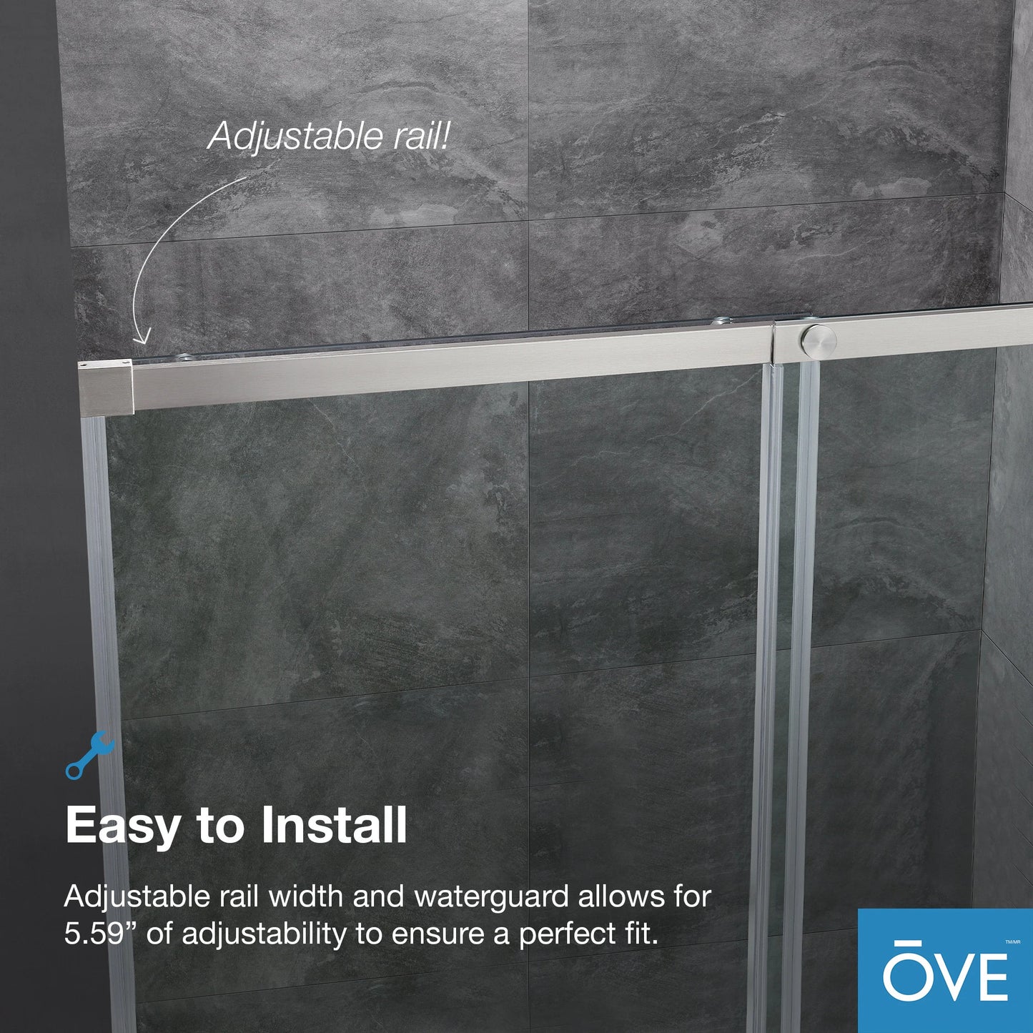 OVE Decors Venice Satin Nickel 58-in to 60-in W x 59-in H Semi-frameless Sliding Bathtub Door