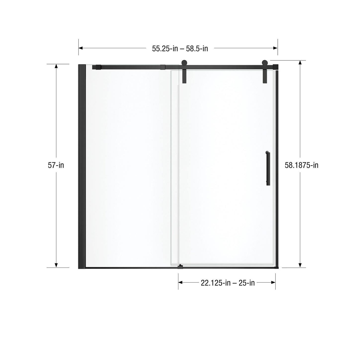 MAAX Outback Matte Black Semi-frameless Sliding Bathtub Door