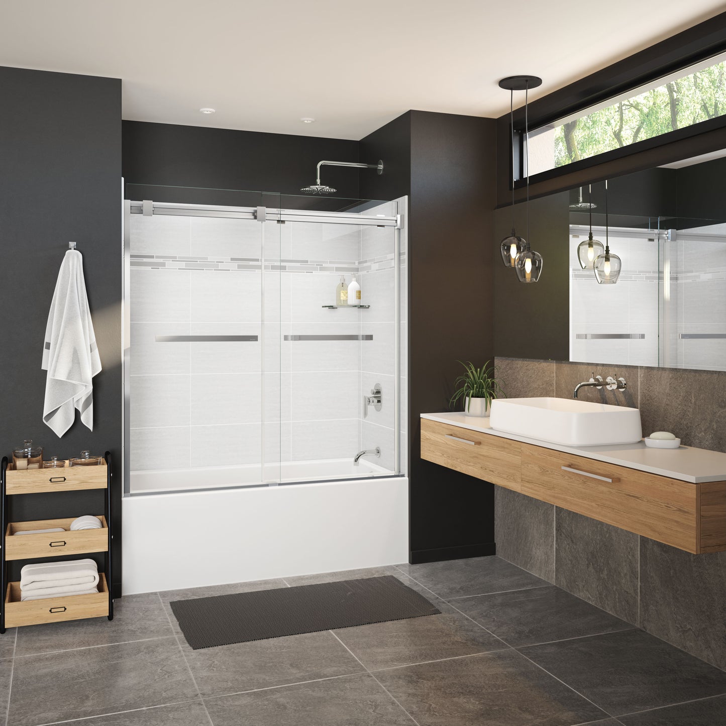 MAAX Duel Chrome 56-in to 59-in W x 59-in H Frameless Bypass Sliding Bathtub Door