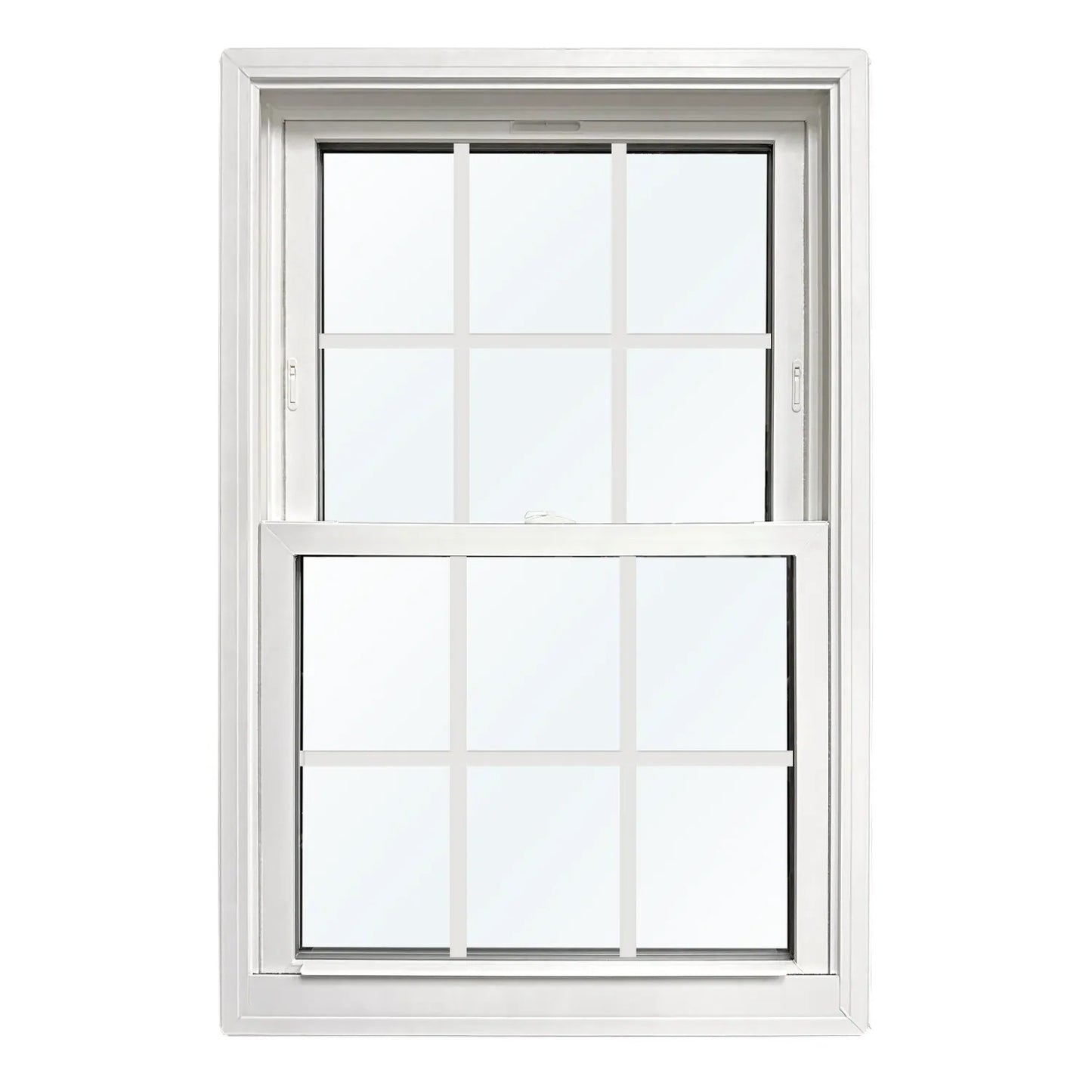 United Window & Door PRO Series 35-1/2-in x 59-1/2-in Black Exterior White Interior Vinyl New Construction Double Hung Window Low-e Argon Double Pane Glass with Grids (Full Screen Included)