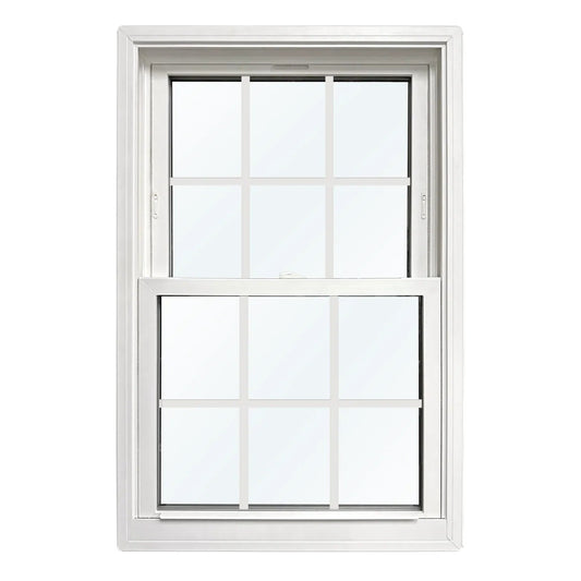 United Window & Door PRO Series 35-1/2-in x 59-1/2-in Black Exterior White Interior Vinyl New Construction Double Hung Window Low-e Argon Double Pane Glass with Grids (Full Screen Included)