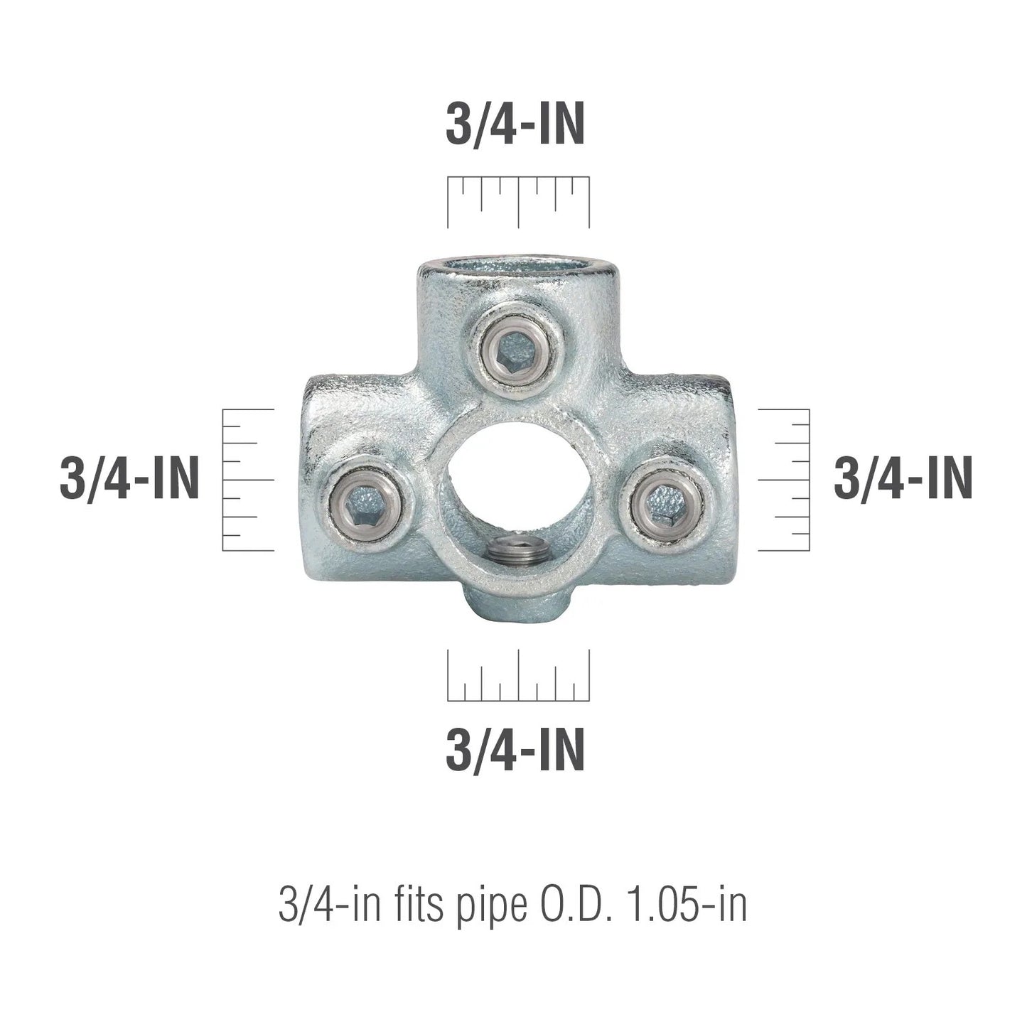 SteelTek 3/4-in Structural Galvanized 3 Socket Cross Tee