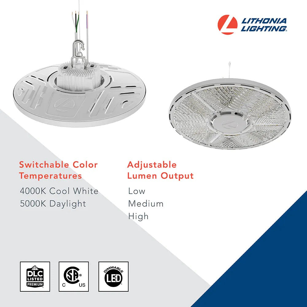 Lithonia Lighting 15.14-in x 15.14-in 1-Light 27000-Lumen Adjustable-Lumen 5000 K Switchable White LED High Bay Light