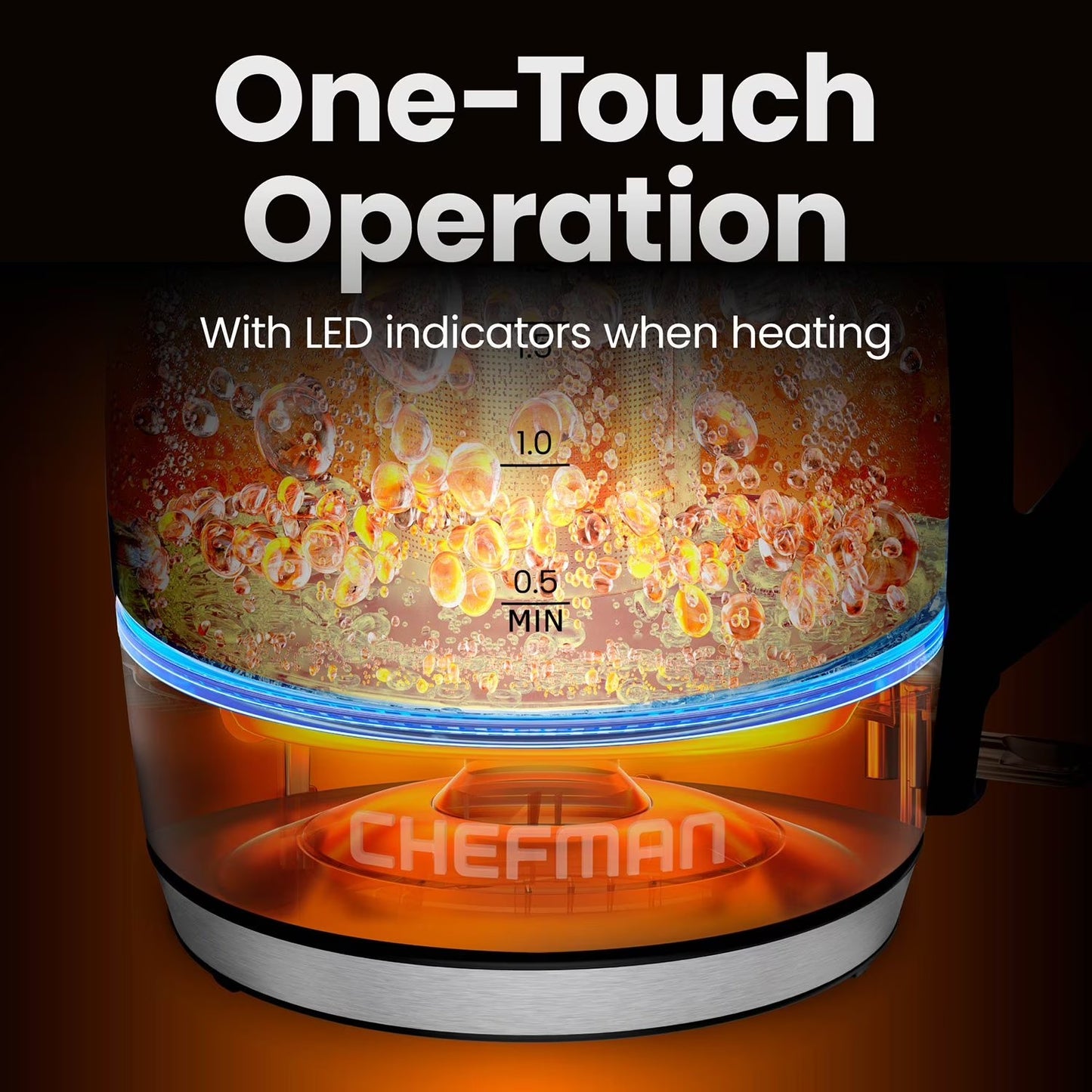 Chefman Fast-Boil 1.8L Electric Kettle, 1500W with Removable Tea Infuser