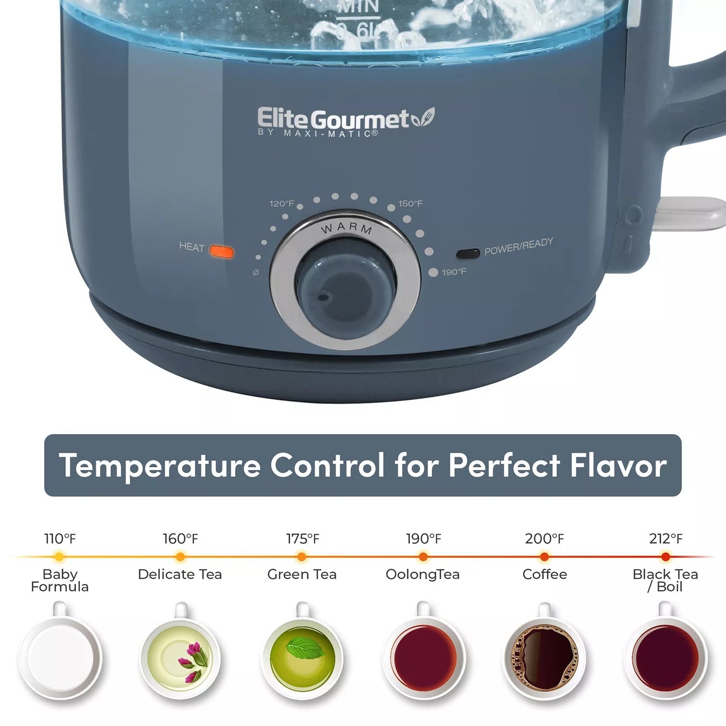 Elite 1.2-Liter Electric Glass Kettle