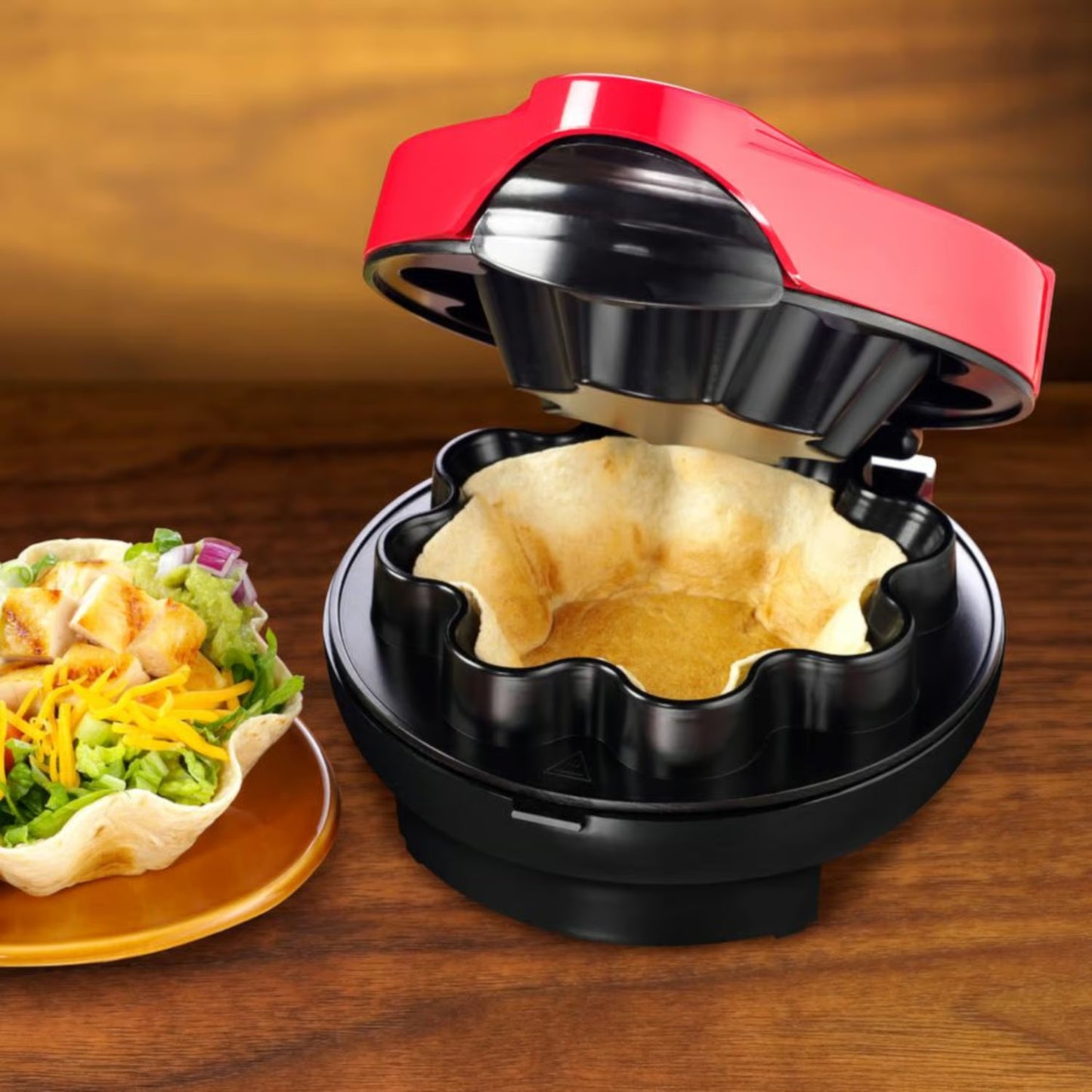 Taco Tuesday 9.75 in. L X 7.75 in. W Cast Iron Nonstick Surface Red Tortilla Bowl Maker