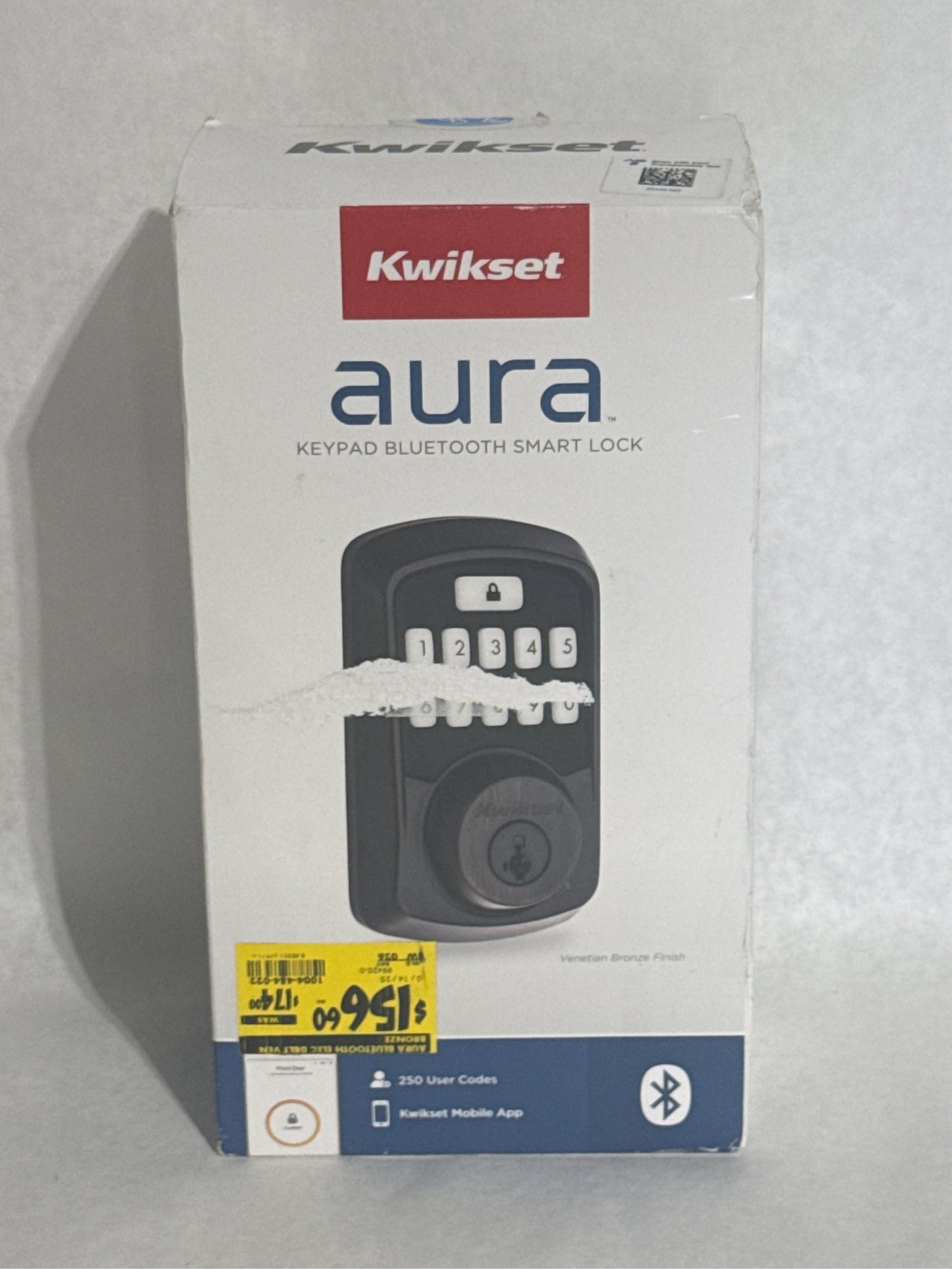 Kwikset SmartKey Aura Venetian Bronze Metal Bluetooth Keypad Entry Smart Lock