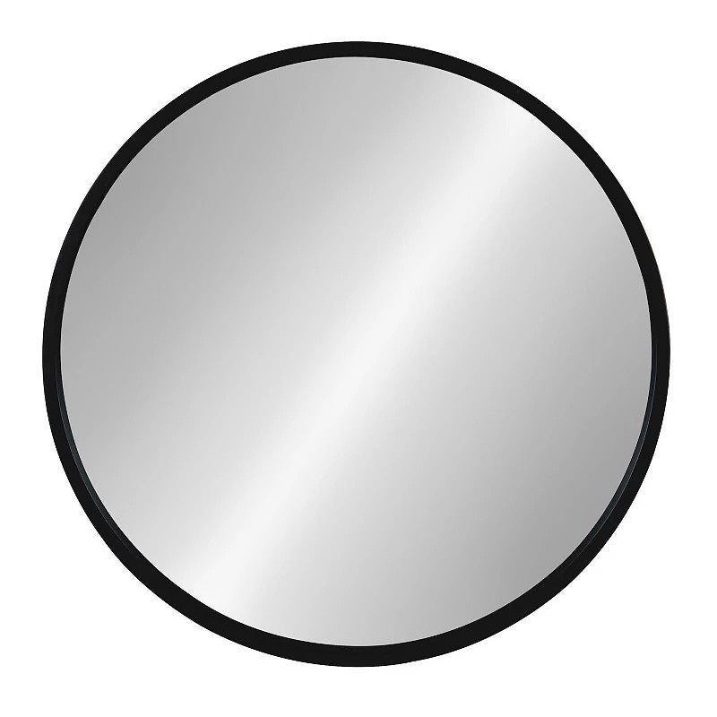 Kate and Laurel Travis Round Wood Wall Mirror 21.6 Diameter Black Modern Wall D cor Accent