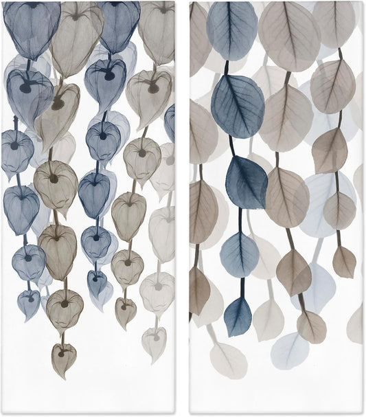 Stupell Industries 'Neutral Opaque Cascading Leaves ', 2pc Canvas Art Set 2, 10 x 24 Inches, Easy to Hang and Sturdy, Made in USA, by Albert Koetsier