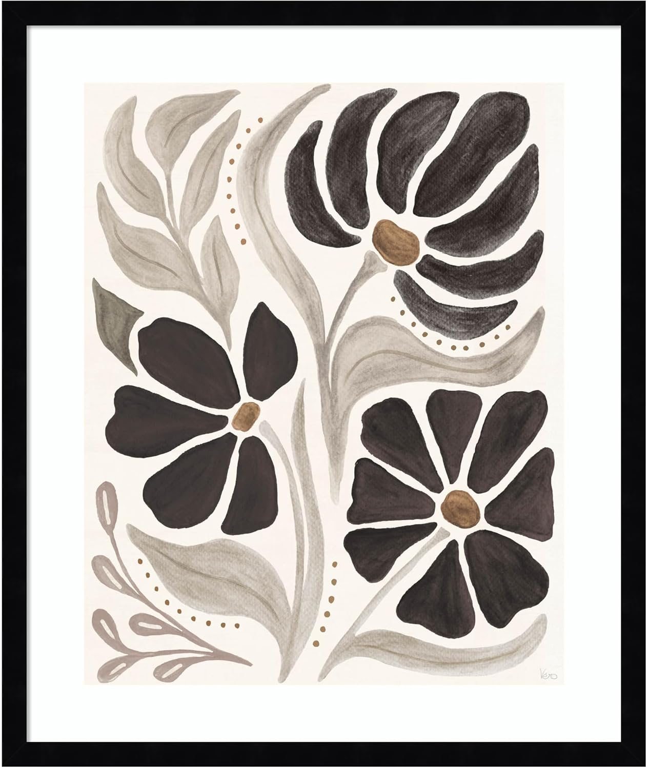 Amanti Art Framed Wall Art Print (21x25) Modern Petals III Neutral by Veronique Charron Framed Poster for Wall Decor, Living Room, Bedroom, Bathroom, Kitchen, Office or Business Artwork from WI, USA