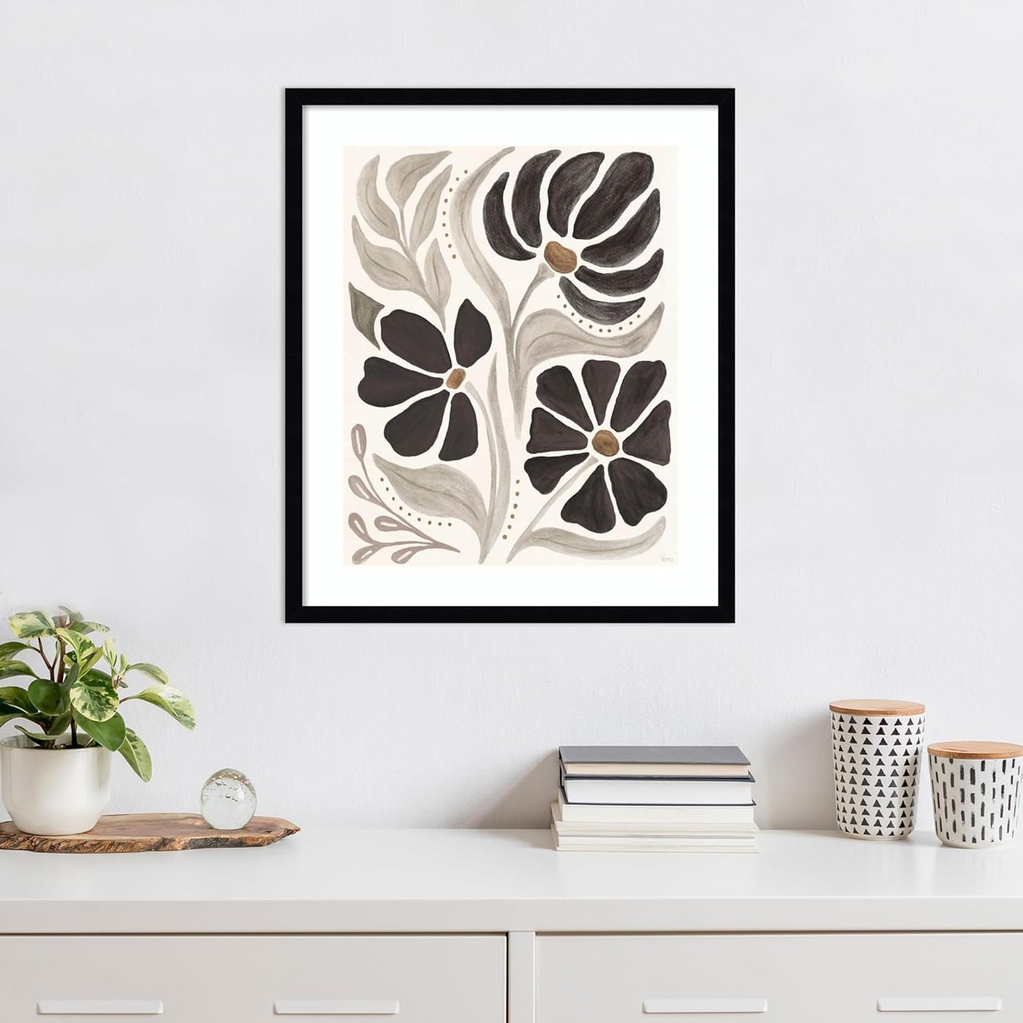 Amanti Art Framed Wall Art Print (21x25) Modern Petals III Neutral by Veronique Charron Framed Poster for Wall Decor, Living Room, Bedroom, Bathroom, Kitchen, Office or Business Artwork from WI, USA