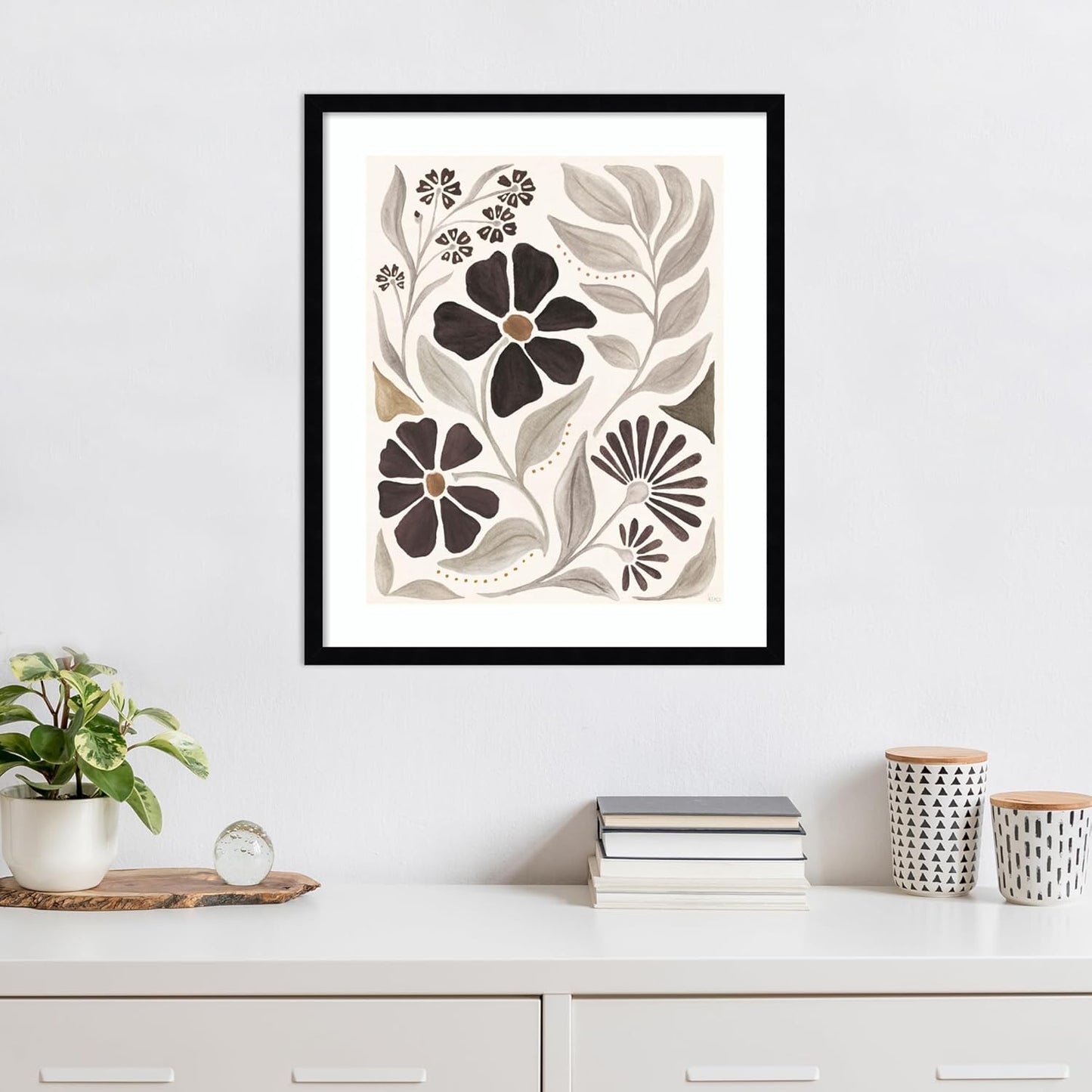 Amanti Art Framed Wall Art Print 25x21 Modern Petals II Neutral by Veronique Charron, Abstract Wall Art, Modern Contemporary Decor, Medium Poster Painting Artwork for Living Room, Bedroom, Bathroom,