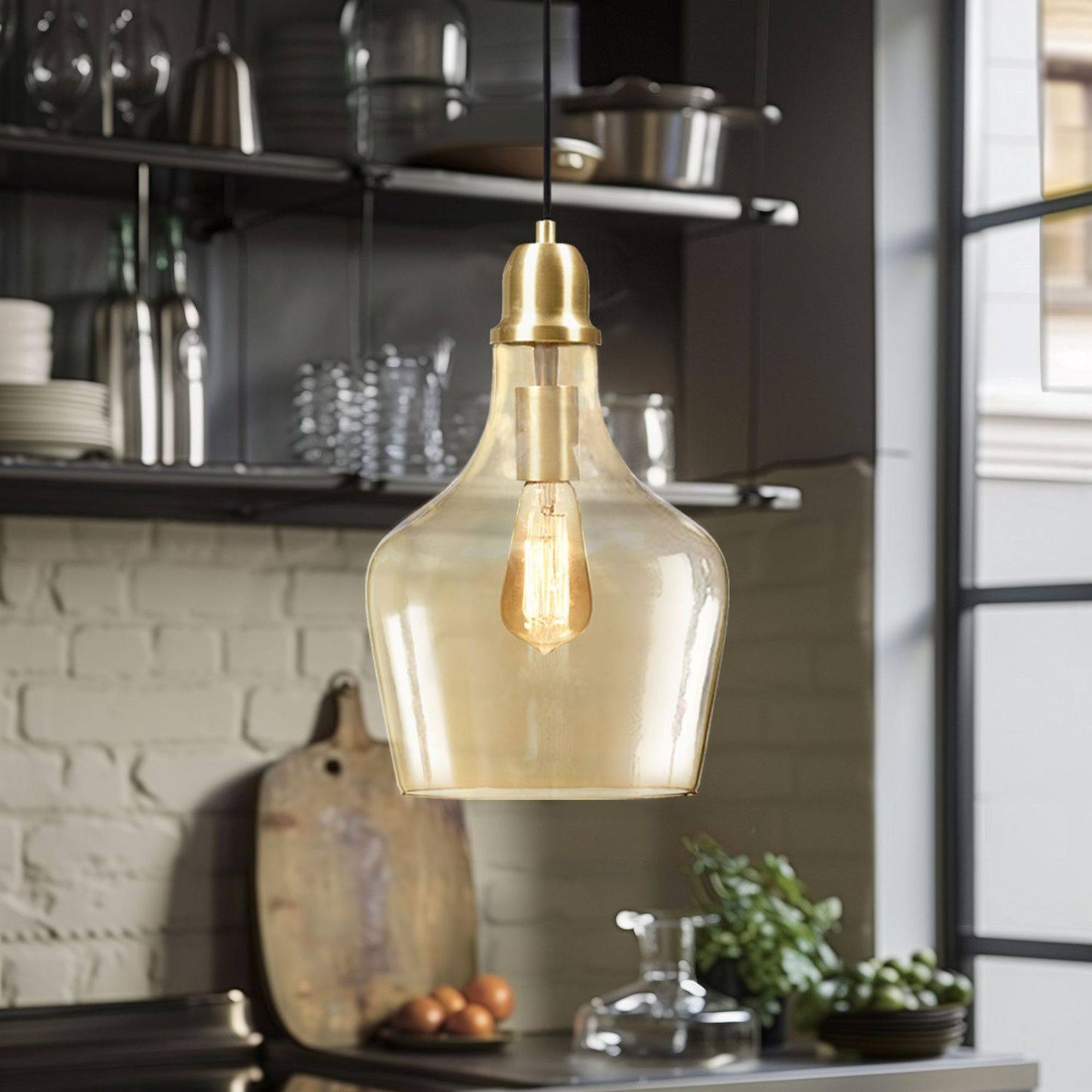 Hampton Hill Auburn Bell Glass Pendant Ceiling Light