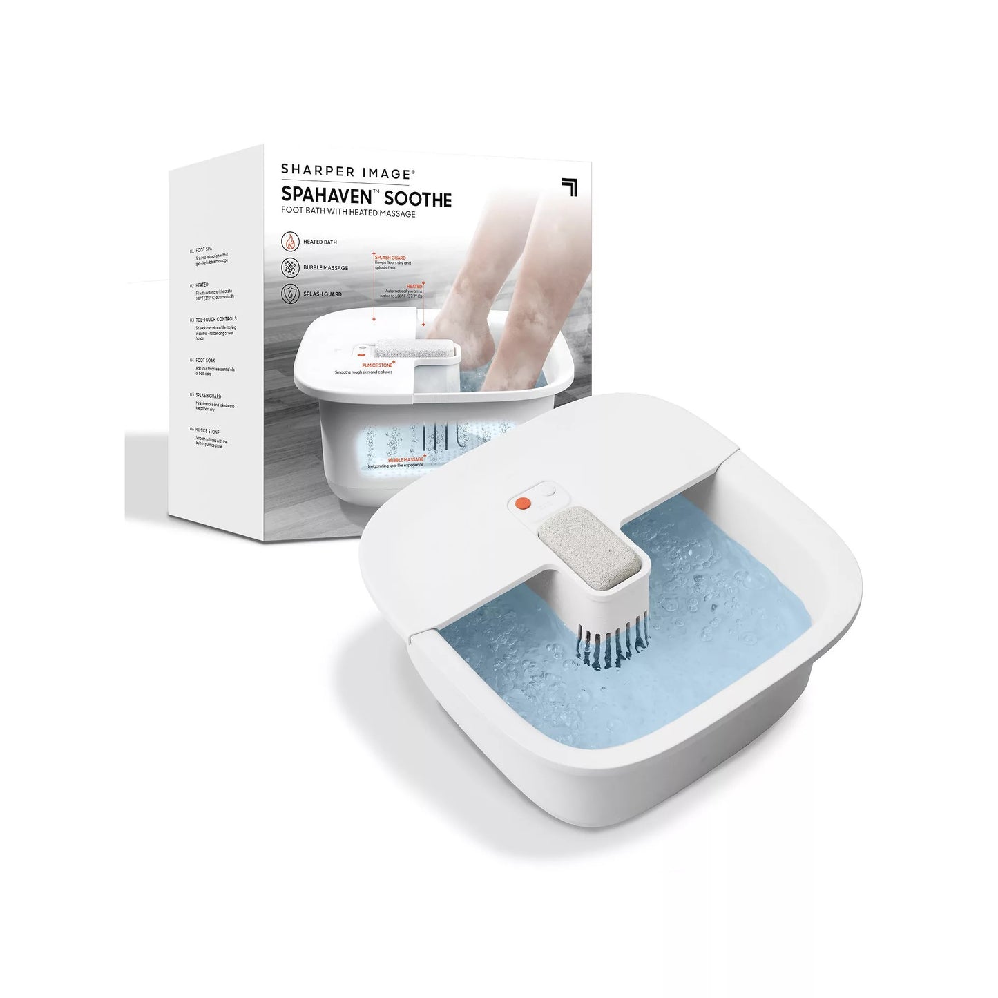 Sharper Image Massager Foot Bath Soothe, White