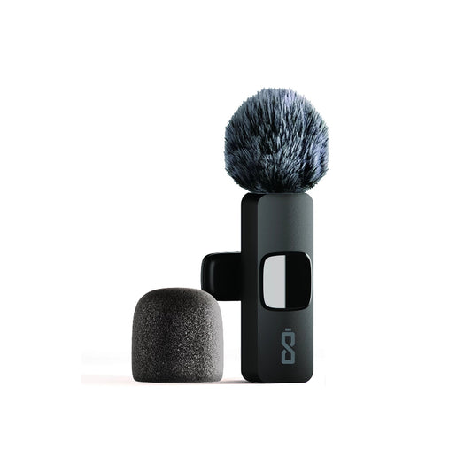 ChargeWorx Wireless Lavalier Microphone with Windscreen, Black