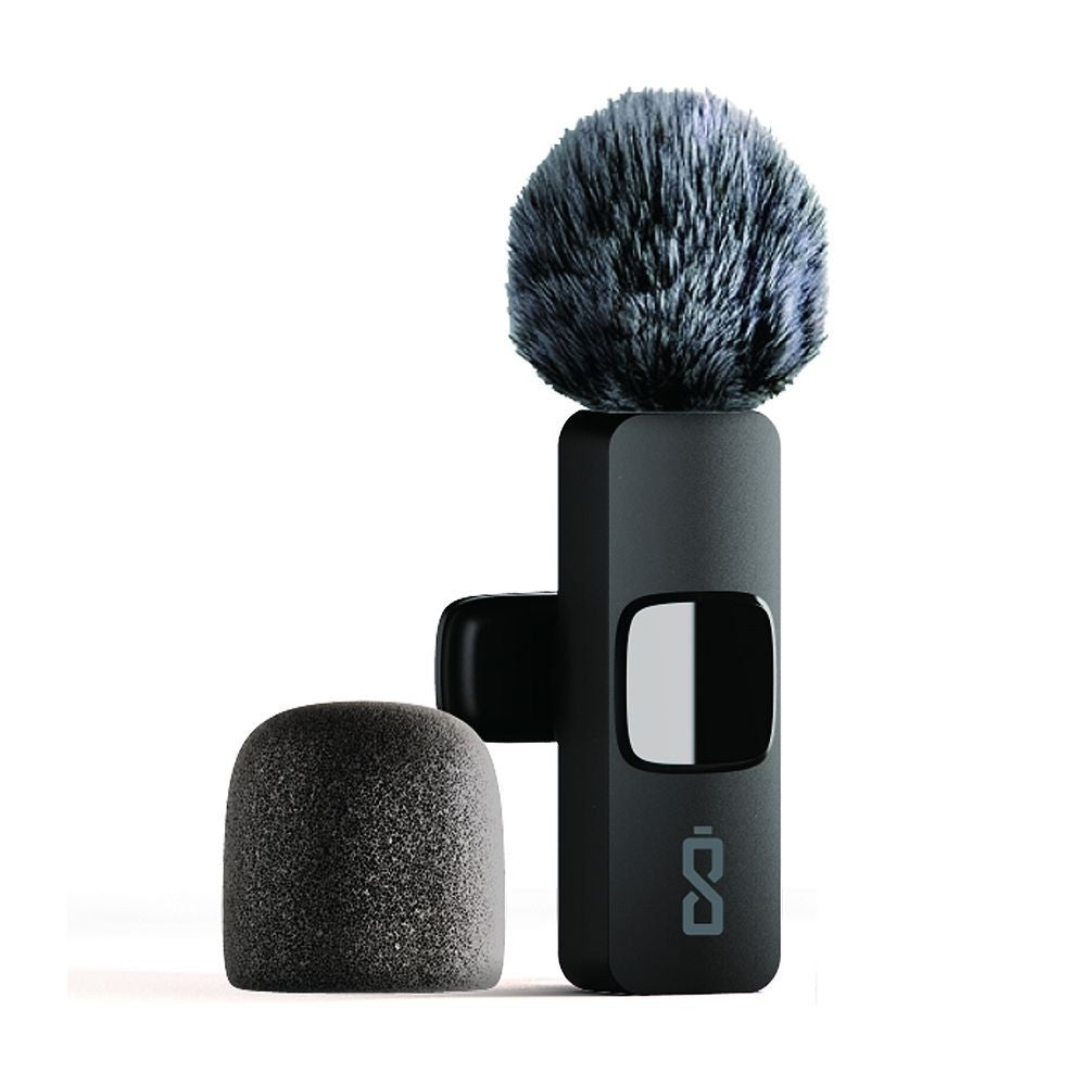 ChargeWorx Wireless Lavalier Microphone with Windscreen, Black