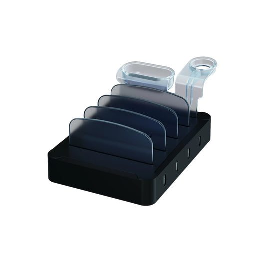ChargeWorx Multi-Device Charging Stand with Fast Charging Ports, Black