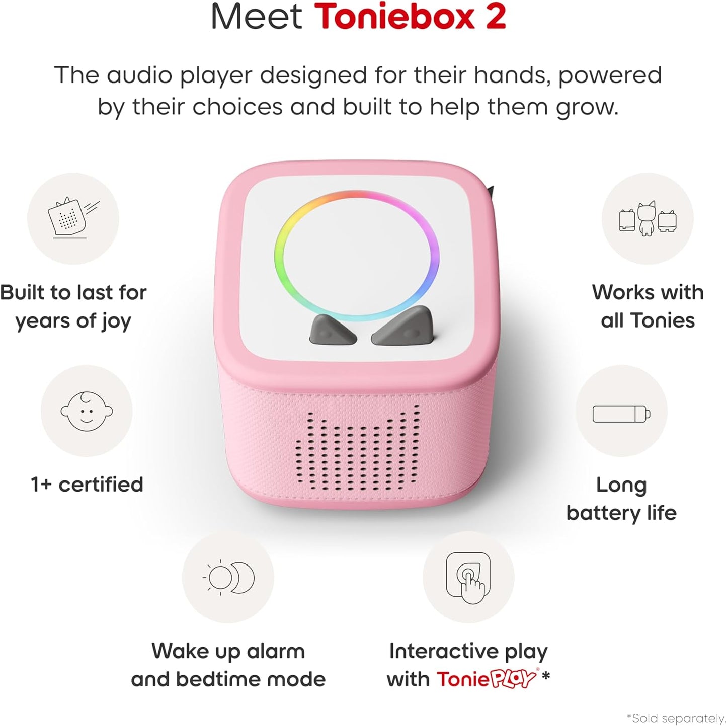 Toniebox 2 Audio Player Starter Set for Kids 1+ with Playtime Puppy - Cloud Pink