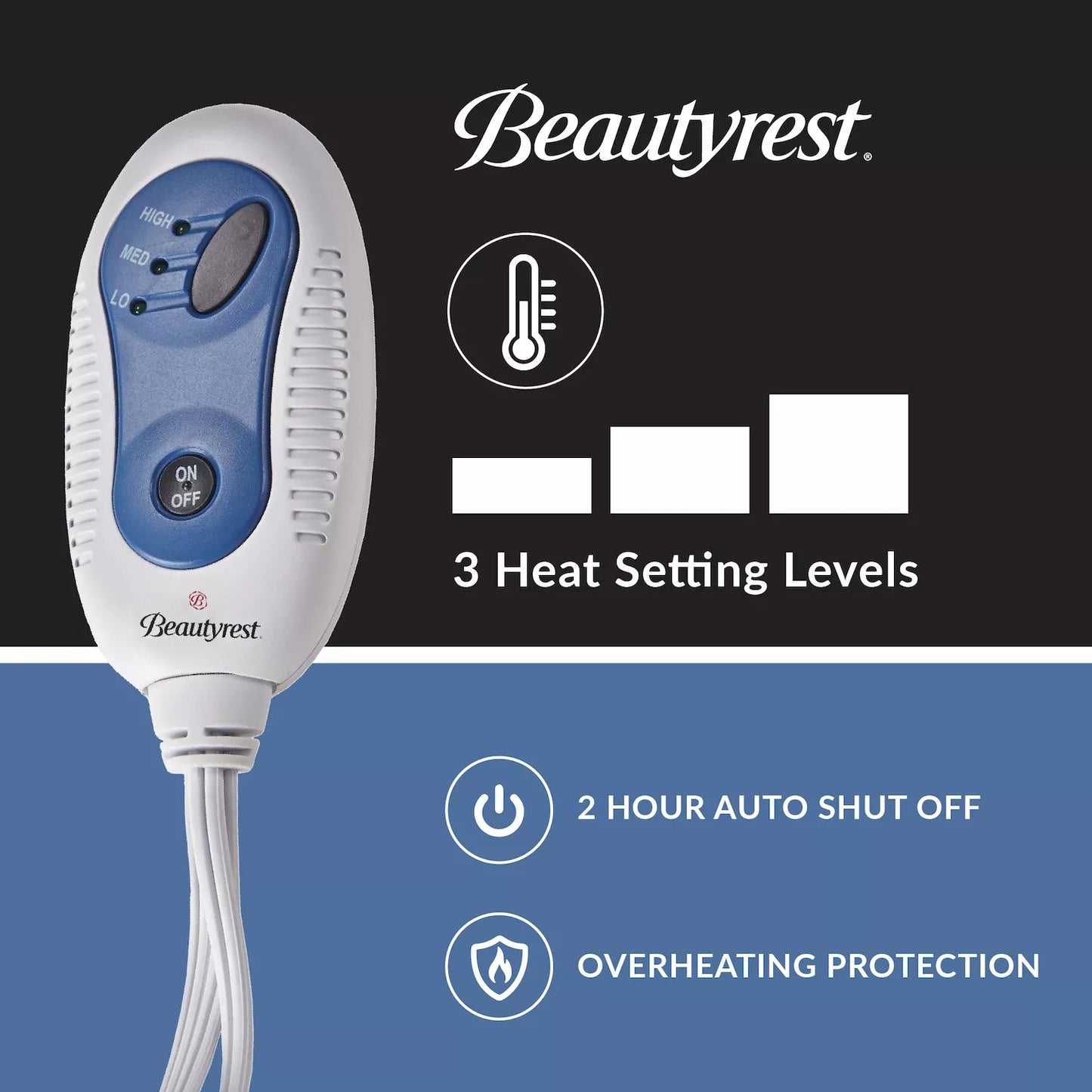Beautyrest Plush Oversized Electric Heated Throw Blanket