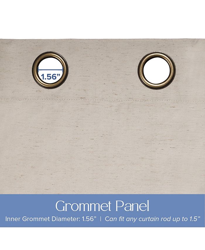 Linen Blend Total Blackout Grommet Curtains Pair, 52"X84" - Tan/Beige
