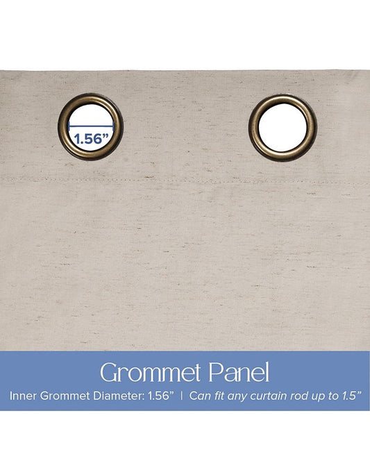 Linen Blend Total Blackout Grommet Curtains Pair, 52"X84" - Tan/Beige