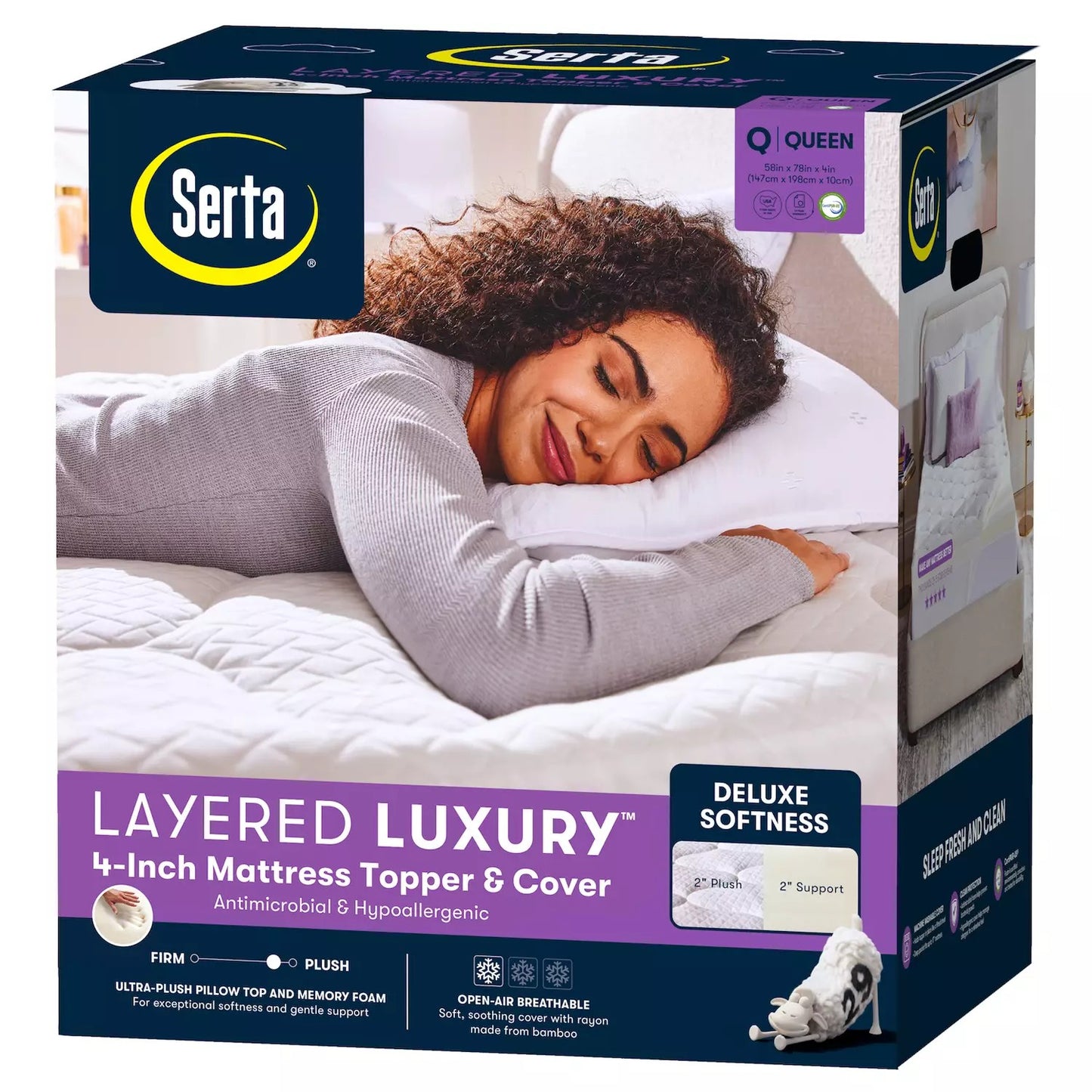 Serta 4" Layered Luxury Memory Foam Mattress Topper