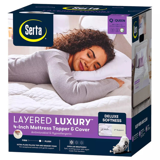 Serta 4" Layered Luxury Memory Foam Mattress Topper