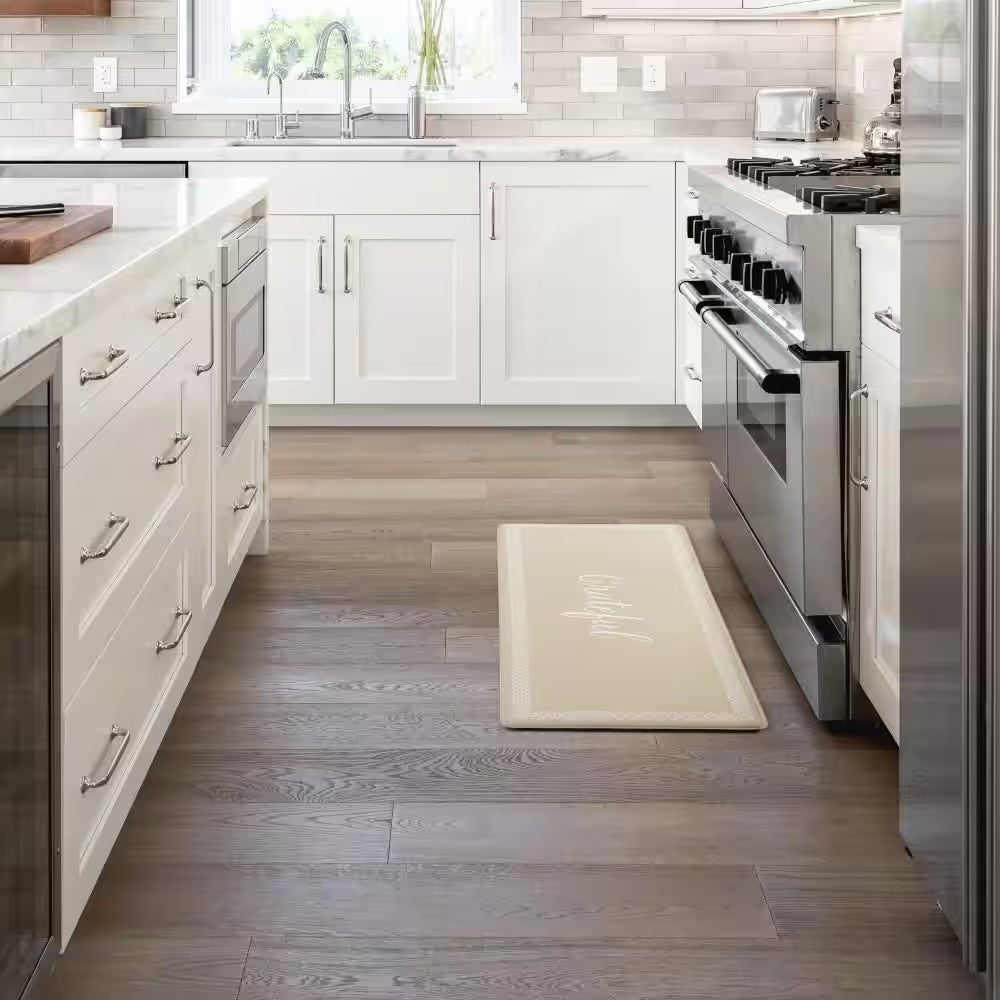 Bloomfield Grateful Border 18 in. x 48 in. Beige Indoor Comfort Kitchen Mat