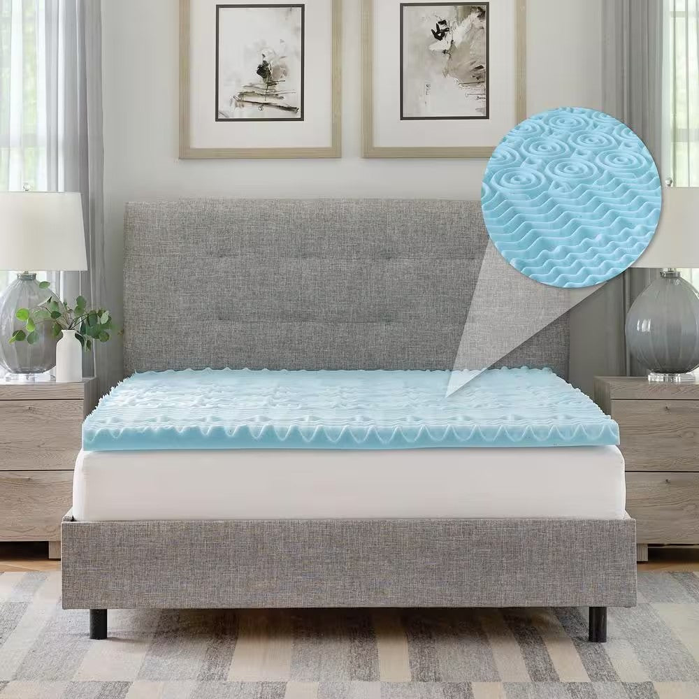 Essentials 2 in. California King Zoned Convoluted Gel-Infused Memory Foam Mattress Topper