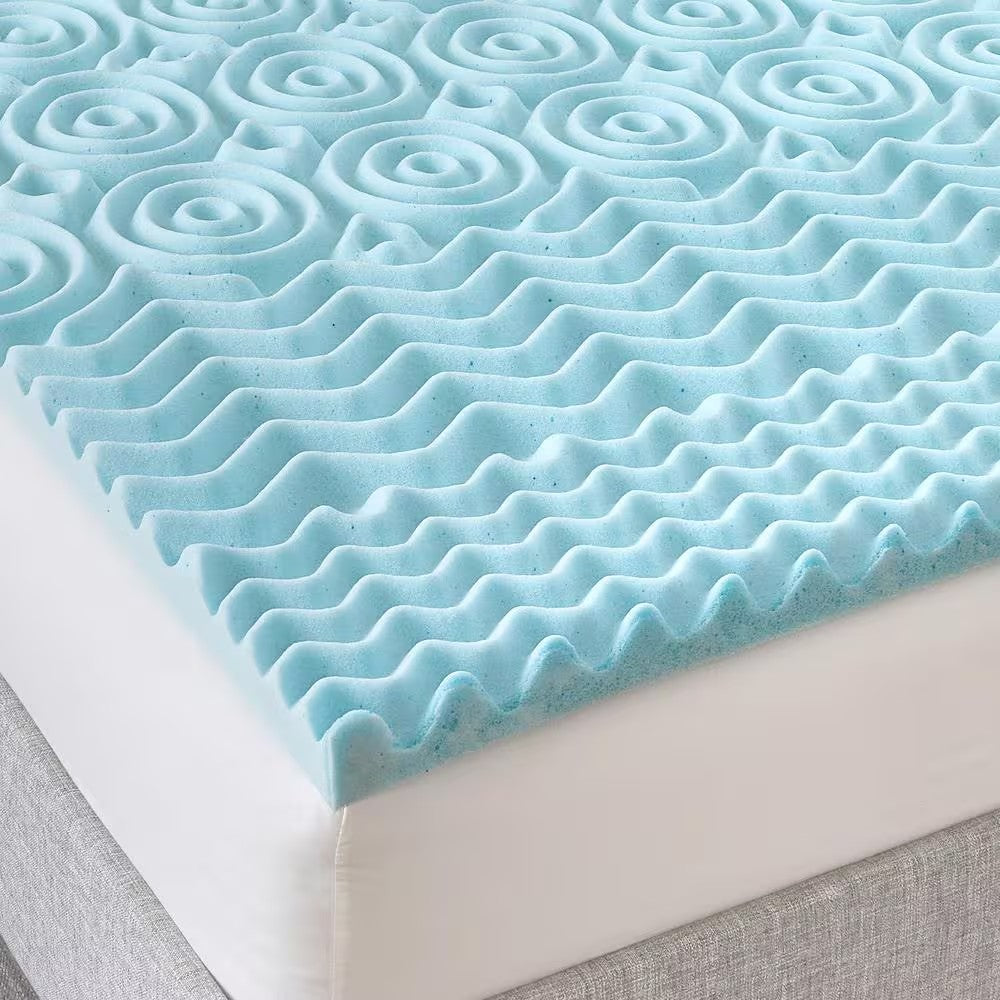 Essentials 2 in. California King Zoned Convoluted Gel-Infused Memory Foam Mattress Topper