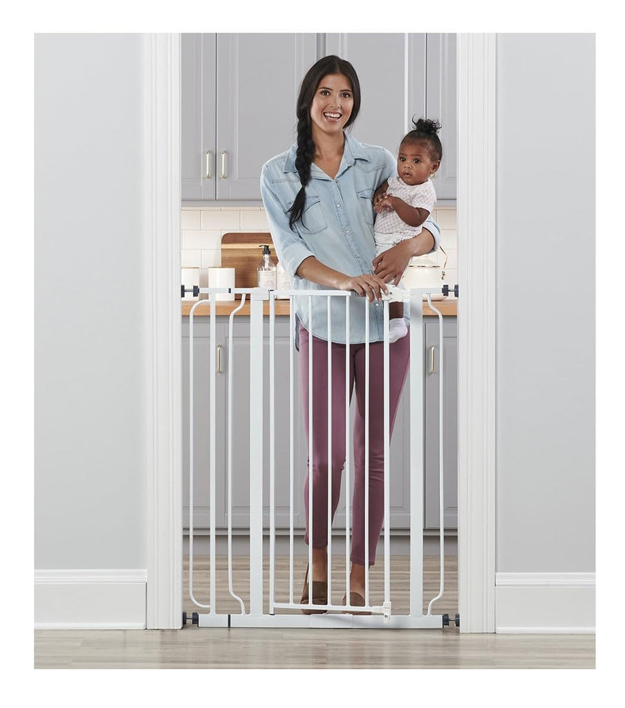 Regalo Easy Step Extra Tall Walk Thru Baby Gate, Includes 4-Inch Extension, and 4 Pack of Wall Cups and Mounting Kit, White