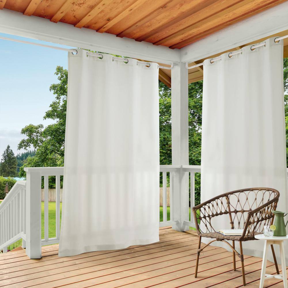 Cabana Vanilla Solid Light Filtering Grommet Top Indoor/Outdoor Curtain, 54 in. W x 108 in. L (Set of 2)