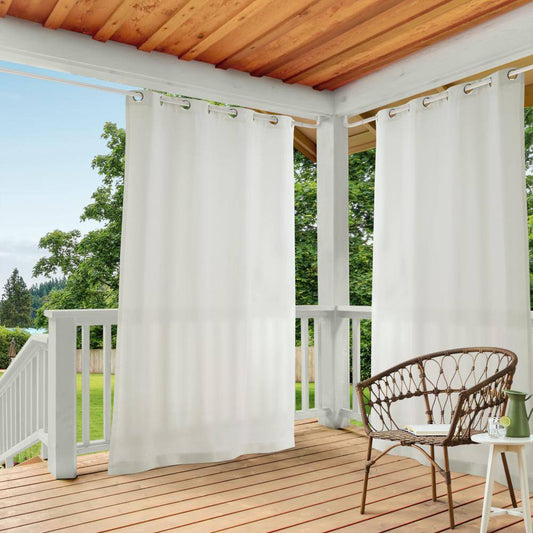 Cabana Vanilla Solid Light Filtering Grommet Top Indoor/Outdoor Curtain, 54 in. W x 108 in. L (Set of 2)