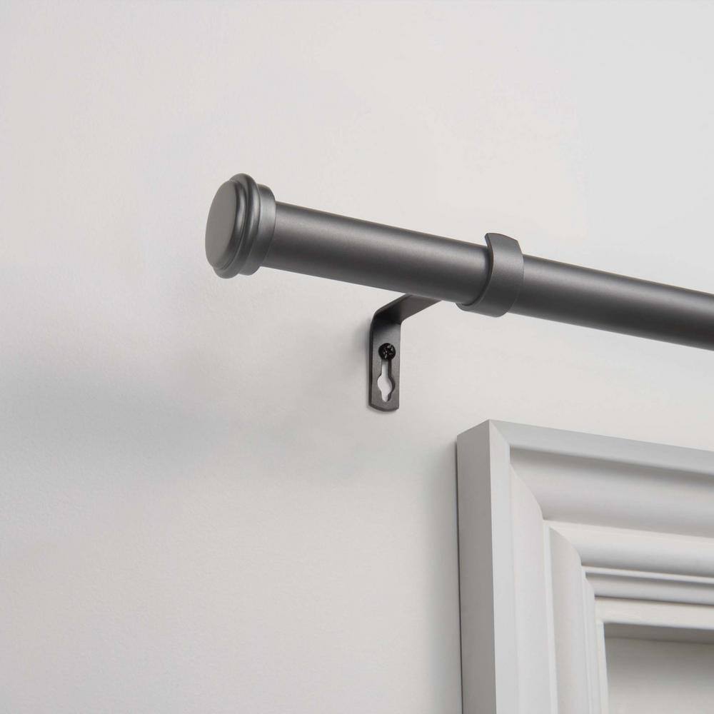66 in. to 120 in. Topper Adjustable Length 1 in. Dia. Single Curtain Rod Kit in Gunmetal