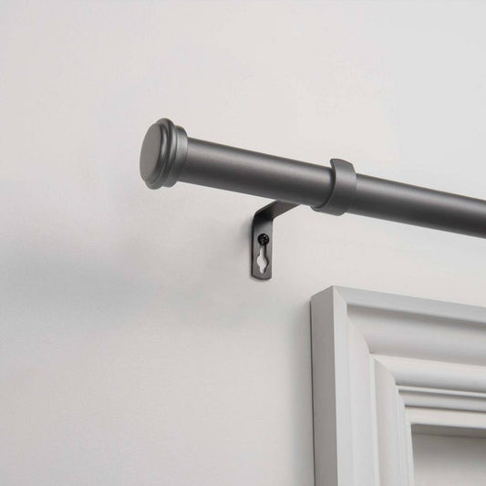 66 in. to 120 in. Topper Adjustable Length 1 in. Dia. Single Curtain Rod Kit in Gunmetal