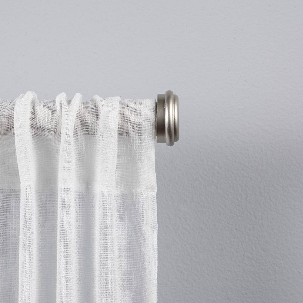 Topper 36 in. - 72 in. Adjustable 1 in. Single Curtain Rod Kit in Matte Silver with Finial